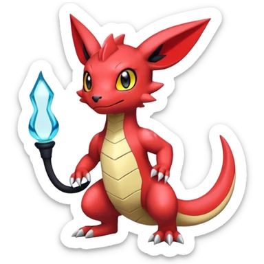 Cute Shiny Guilmon-Quilava-Salandit-Umbreon-Fakémon-hybrid-creature (full body)  sticker