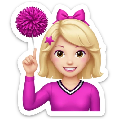 football cheerleader, holding a cheering, pink and twinkle sticker