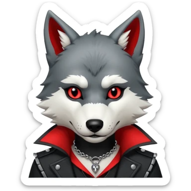 Anthropomorphic Anthro Furry punky gothic black white and red badass cool stylish handsome smexy Animal-furry-fursona sticker