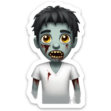 teen boy zombie with dark hair and white shirt sticker