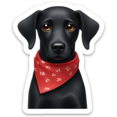 black-dog-with-a-red-bandana-around-its-neck sticker