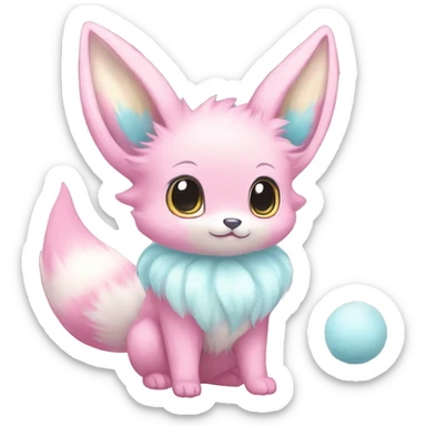 Kawaii Pastel Cotton-Candy-Colored Eeveelution-Cute-fox-Bunny-Pokémon-fusion full body sticker