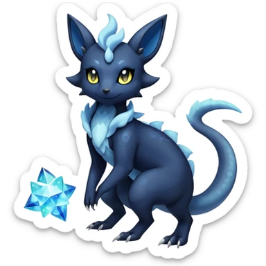 Shiny icy iridescent dark gothic ethereal Nebulae Salandit-Meowstic-Umbreon-Fakémon-hybrid-creature (full body)  sticker