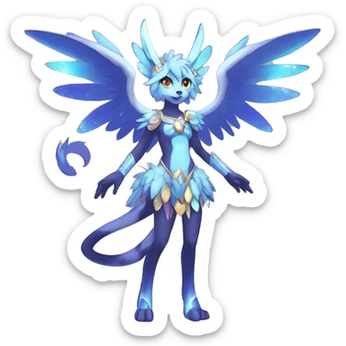 Anthro Sona Colorful Godly Celestial Shiny Fakemon Full Body sticker