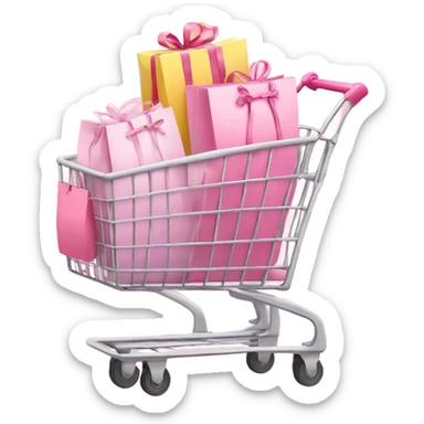 shopping cart full of light pink gift bags sticker