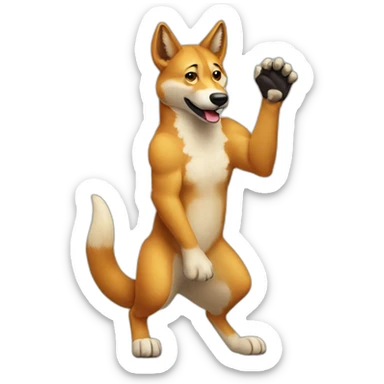 A dingo waving its paw sticker