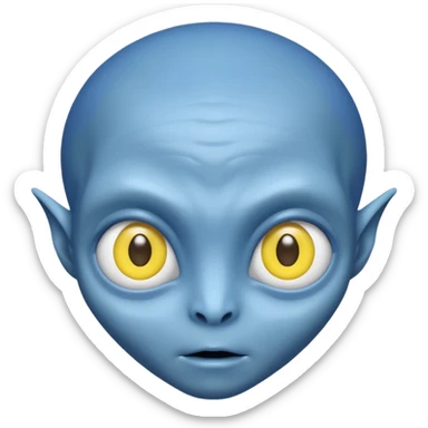 I want an alien with blue color and middle section of the forehead should be yellow sticker