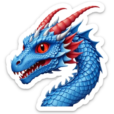 Mušḫuššu, blue scaly dragon with horns sticker