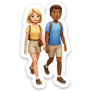 a Footpath on a park and two  people are walking the walking path should visible  sticker