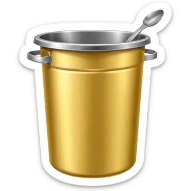 a spoon on a stainless steel garbage can sticker