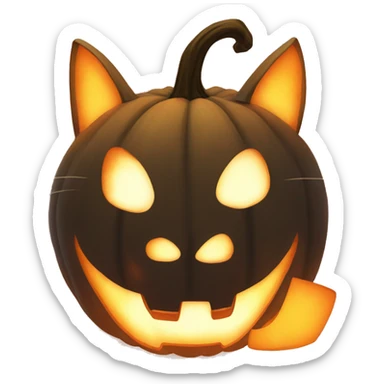 Cat glowing Jack-o-lantern sticker
