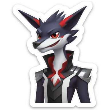 Black Cool Edgy Anthro Noivern-Nargacuga-Silvally-Sergal-Fakémon  with White and Red Edgy markings sticker