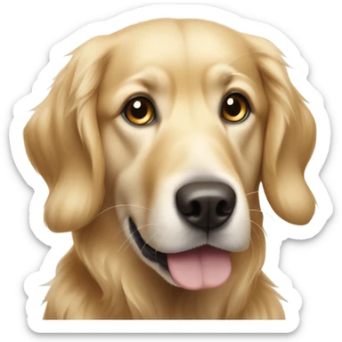 Dog like a golden retriever but white mouth and the whit keeps between the eyes in the center and golden  sticker