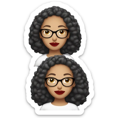 Bald biracial woman with glasses and red lipstick  sticker