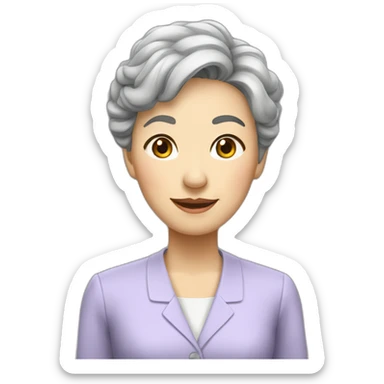 Chinese lady grey hair as school principal sticker