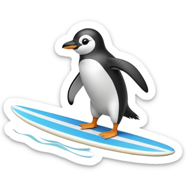 Penguin on a surf board sticker