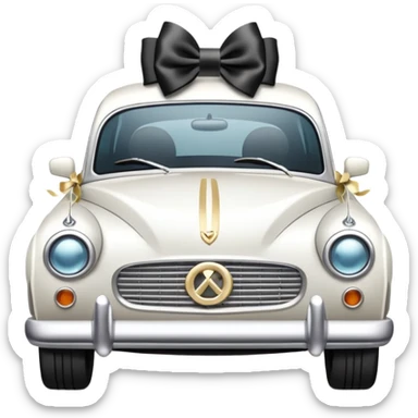 Luxury car with wedding decorations, on the side sticker