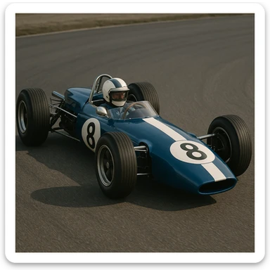 classic F1 race car style, blue and white colors, retro details, simple and aerodynamic body sticker