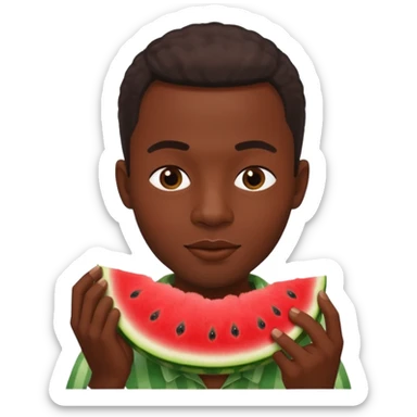 A African dude eating watermelon sticker