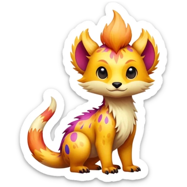 a colorful edgy cute vernid-fionbri-creature with splash patterns full body sticker