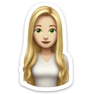Girl with honey blonde long hair and white skin and green eyes  sticker