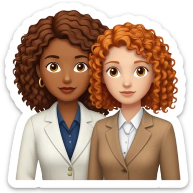 long dark haired woman Life Coach and ginger curly haired Office Worker sticker