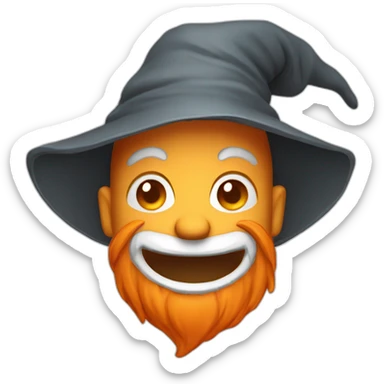 face smiling of a wizard style of Merlin, with dark orange cap, with thumbs up sticker