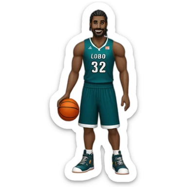 Lobo com bola de basquete  sticker