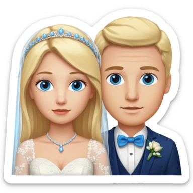 Blonde wife and blonde husband getting married Both Blue eyes sticker