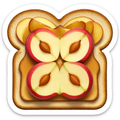 toast with apple slices on top, classic emoji look sticker