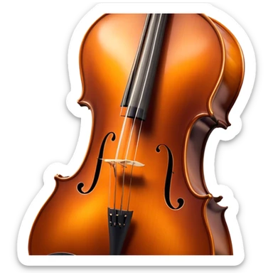 Cinematic Realistic Cello, deep brown polished wood, elegant f-holes creating contrast, warm golden light reflecting off its curves, glowing with depth and a rich musical resonance. sticker