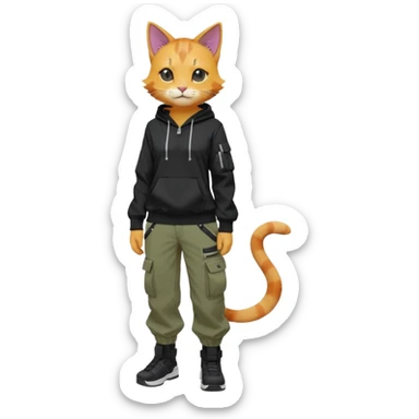Edgy Anthro cool cute colorful urban beautiful pretty anime dark cat-Pokémon-fursona techwear cargo pants hoodie sticker