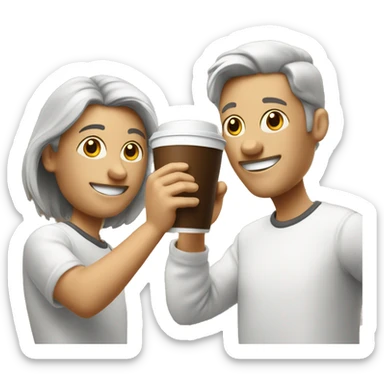 toasting with two cups of cofee sticker