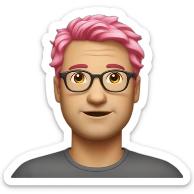 pinkhair-fat-middleage-man-whitepeople-redspectacle sticker