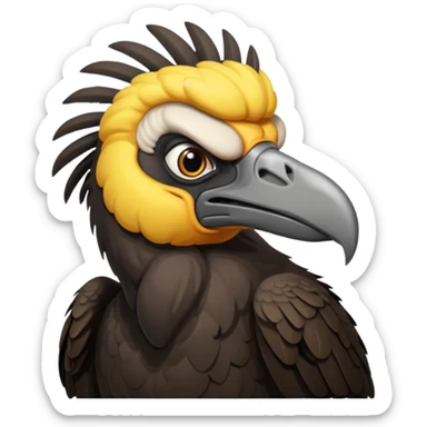   Old black angry  vulture looking ahead sticker