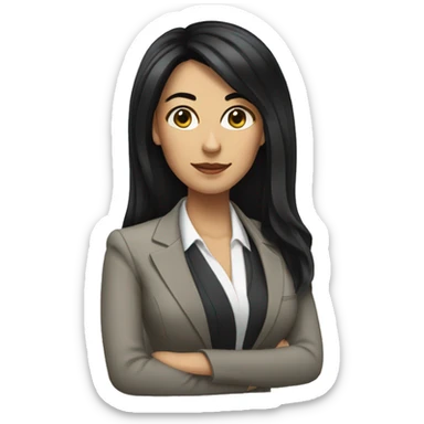 Female defense attorney with long black hair sticker
