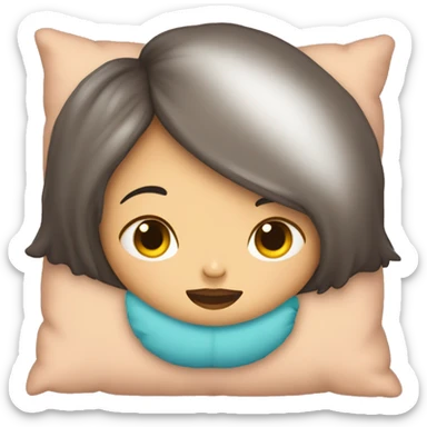 Niña morenita en una almohada dormida  sticker