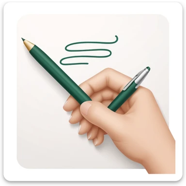 hand writing with dark green and white pen on white paper, minimalism sticker