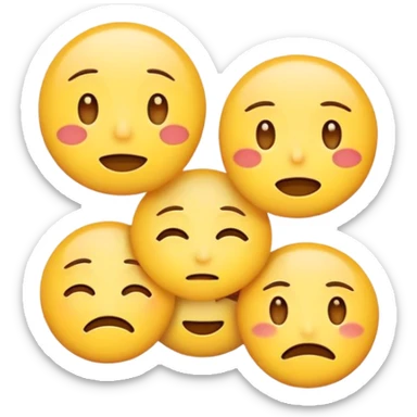 emoji face showing multiple emotions at once, happy on one side and sad on the other sticker