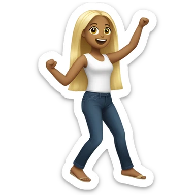 Puerto rican beard short hair with long blonde hair girl dancing sticker