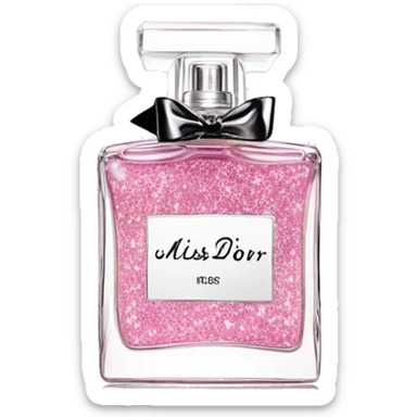 Miss Dior perfume with Victoria secret logo in a white bottle but pink glitter  sticker
