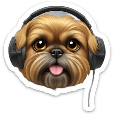 Brussels griffon dog in headphones sticker