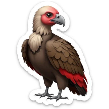 mature vulture with black and red feathers looking straight ahead. sticker