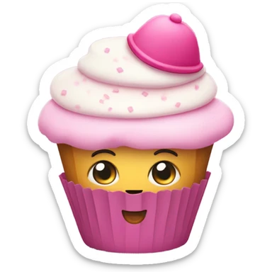 cupcake with a pink hat sticker