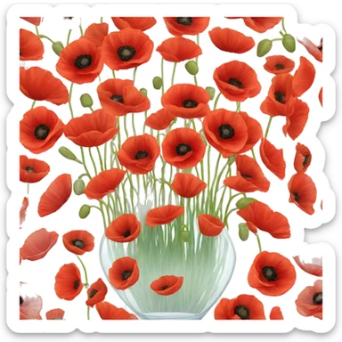 10000000 Poppies in a clear glass vase sticker
