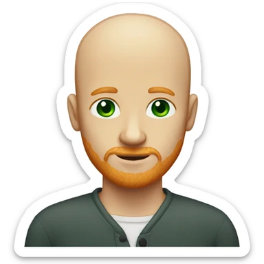 bald ginger man with green eyes, no beard sticker