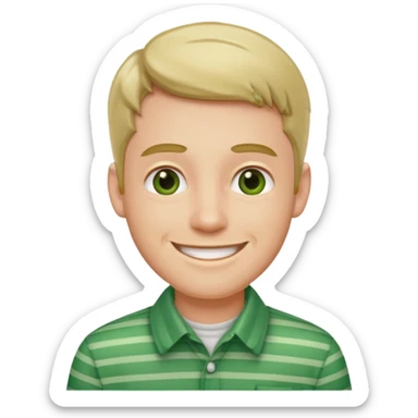 Man with green Striped Shirt not a t shirt sticker