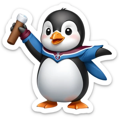 cute penguin rooting for colorado avalanche sticker