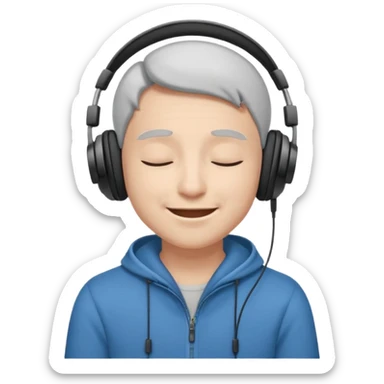 someone listing to music using headphones and closed his eyes and he is full of enjoyment sticker