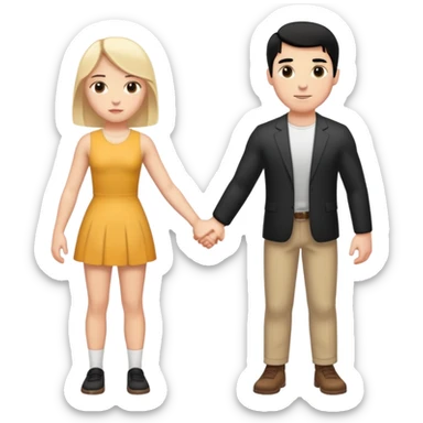 Buff and Tall white man with black hair and shorter white girl with medium blonde hair holding hands sticker